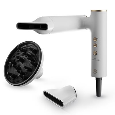 Imetec 11918 Gemini Bellissima Asciugacapelli 1400 Watt Funzione Ionizzante (Bianco - Oro)