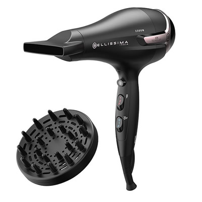 Imetec K9 2500 Bellissima Asciugacapelli 2300 Watt 2 Velocità (Nero - Rosa)