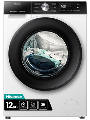 Hisense WF3S1243BW3 Lavatrice Carica Frontale 12 KG 1400 Giri/min Classe A (Bianco - Nero)