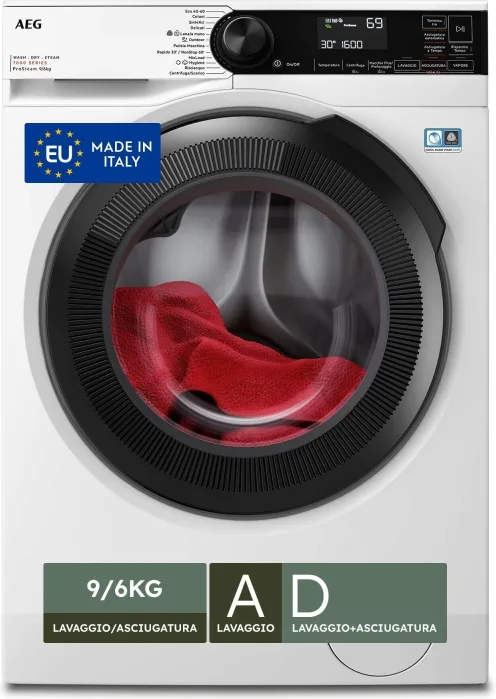 AEG LWR7D966OB Lavasciuga 6/9 KG 1600 Giri/min Classe D (Bianco)