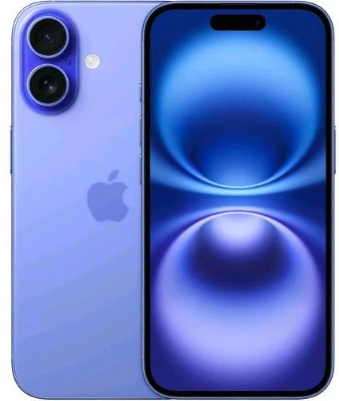 Apple MYEC3QL-A iPhone 16 Smartphone 5G 128GB Display 6.1'' OLED Chip A18 Doppia Fotocamera 48MP IP68 colore Blu