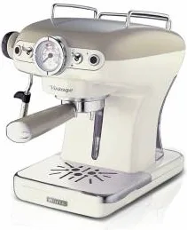 Ariete 1389 Macchina da Caffè Espresso di Design - per Polvere e cialde ESE - filtro 1 e 2 tazze - Montalatte - 850 Watt - Linea Vintage - Beige