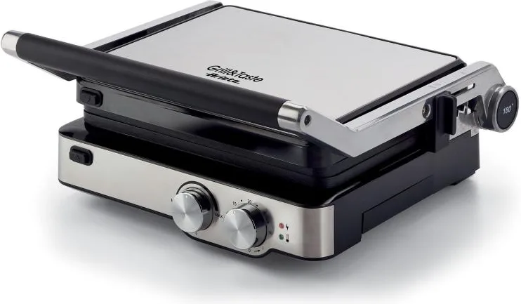 Ariete 1918 Grill & Taste - Griglia Elettrica - Piastre Antiaderenti removibili basculanti - apertura 180° - 5 Temperature - 2000 Watt - Acciaio Inox