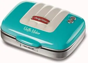 Ariete 1973 Waffle Maker Party Time - Piastra Elettrica per Waffle - Piastre Antiaderenti - 700 Watt - Celeste