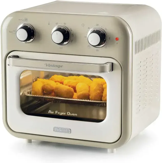 Ariete 4632 Friggitrice ad aria e forno Vintage, 1400W, 2in1, Capacità 16L, Accessori inclusi, Timer 60 minuti, Doppio vetro, Beige