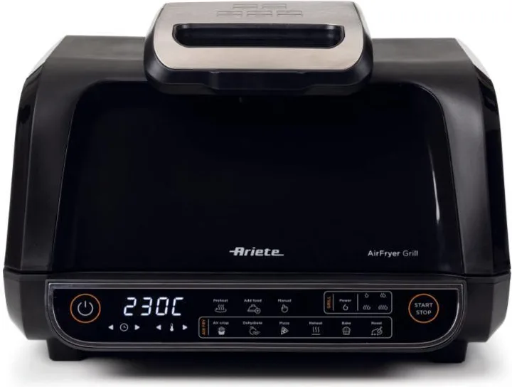 Ariete 4635 air fryer grill friggitrice ad aria e griglia bistecchiera 1.700 w capacita` 8 lt friggi e griglia 8 funzioni di cottura timer comandi touch nero