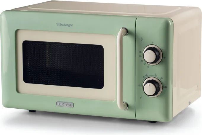 Ariete Linea Vintage 3960 Forno a microonde Vintage, 800W, Capacità 20L, 3 funzioni, 6 livelli di cottura, Timer, Verde
