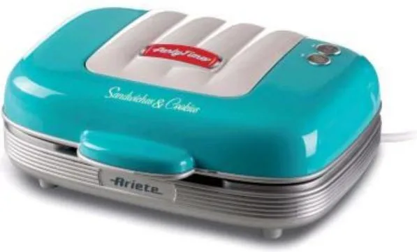 Ariete sandwiches & cookies party time elettrica multifunzione 700w 3 piastre antiaderenti intercambiabili stile retro` grigio azzurro