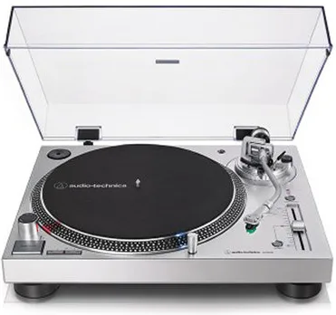 Audio-Technica AT-LP120XUSBSV Giradischi a Trazione Diretta USB 33 45 78 rpm Preamplificatore Phono Integrato Testina AT-VM95E colore Argento