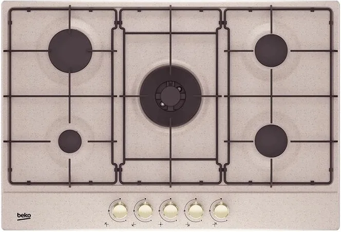 Beko HIAW 75224 SAVR Piano cottura Gas 75 cm 5 fuochi Bruciatore Wok 5000 W Accensione Elettronica colore Avena