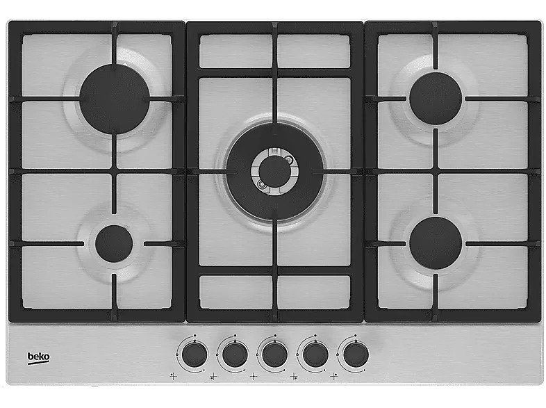 Beko HIAW75225S Piano Cottura a Gas 5 Fuochi 75 cm (Acciaio Inox)