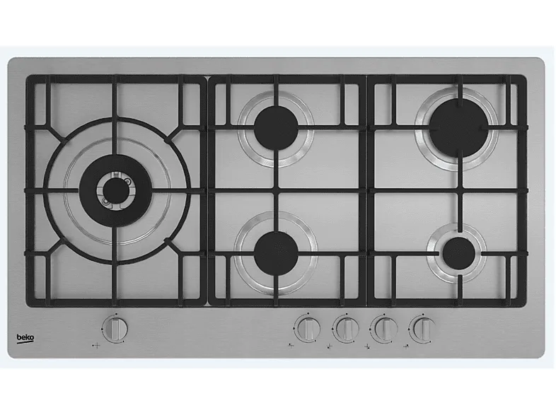 Beko Himl 95225 Sxe Piano Cottura a Gas 5 Fuochi 91 cm (Acciaio Inox)