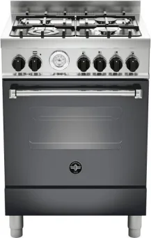 Bertazzoni AMN664GNET Cucina a Gas 4 Fuochi 60 cm (Acciaio Inox - Nero)