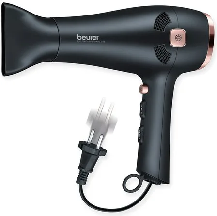 Beurer HC 55 Asciugacapelli 2000 W Ionizzazione Turbo 3 temperature 2 velocita' Diffusore Concentratore colore Nero