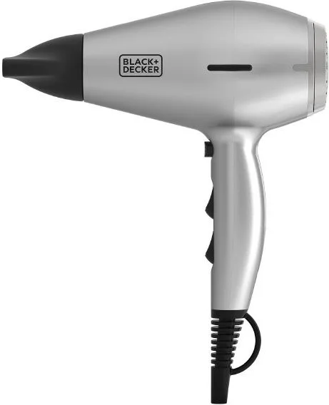 BLACK+DECKER BXHDA2400E Asciugacapelli 2400 W Ionico 2 Velocita' 3 Temperature con Diffusore e Concentratore colore Argento Grigio