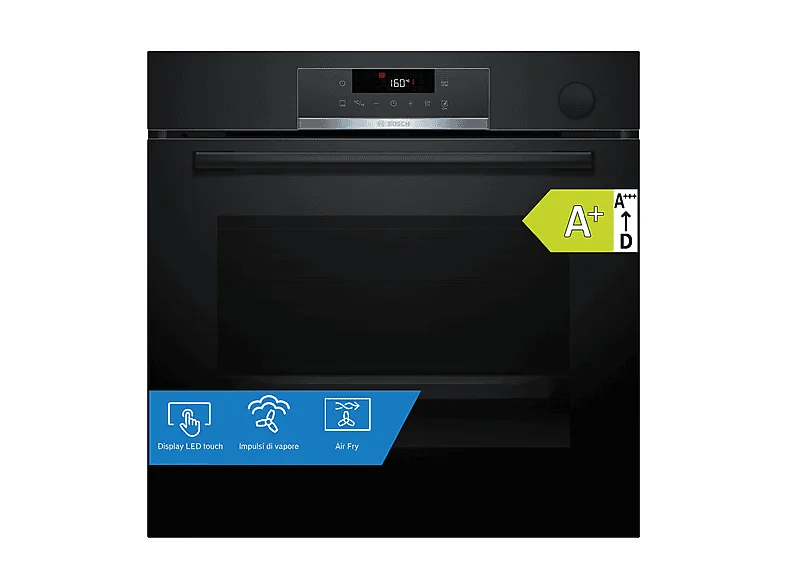 BOSCH HRG532BB3 FORNO INCASSO Capacità 71 l, dimensoni: L 59,4 cm - A 59,5 P 54,8 cm, Nero, classe A+