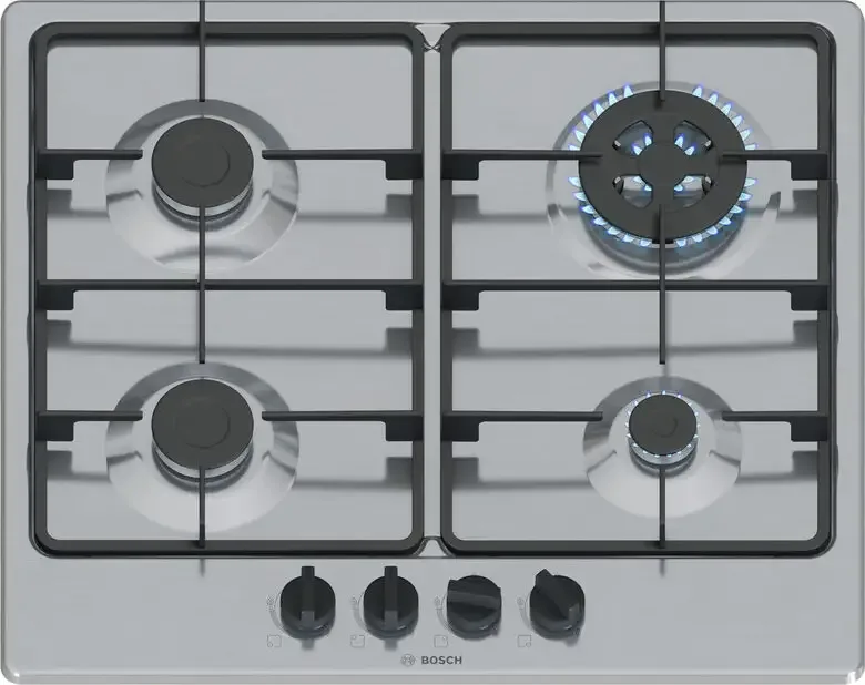 Bosch PGH6B5K60 Piano Cottura a Gas 4 Fuochi 60 cm (Acciaio Inox)