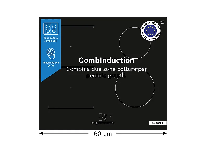 Bosch PVS611BB6E Piano Cottura a Induzione 4 Fuochi 60 cm (Nero)