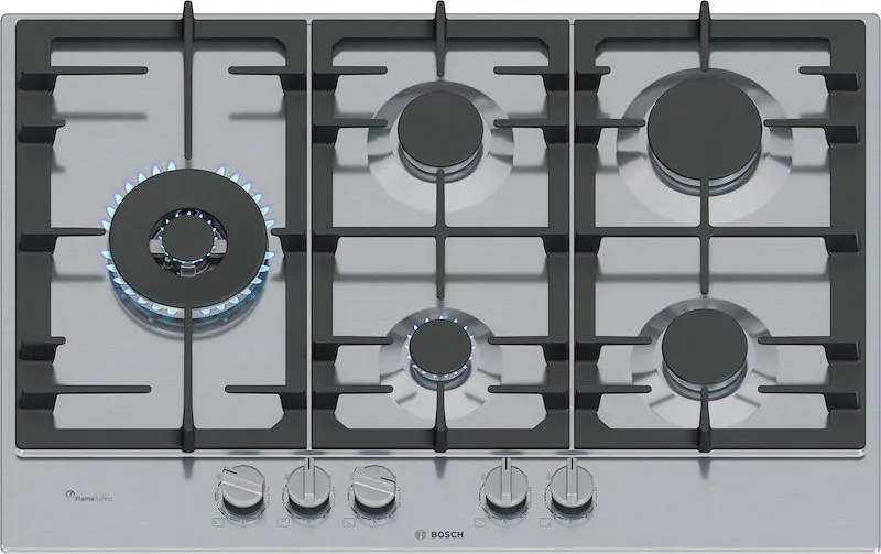 Bosch PCS7A5I90 Piano Cottura a Gas 5 Fuochi 75 cm (Acciaio Inox)