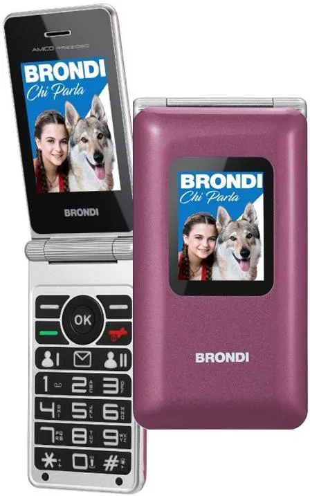 Brondi 10279002 Amico Prezioso Telefono Cellulare Clamshell Dual SIM 2G Display 1.77'' Tasto SOS Fotocamera 1.3 MP Bluetooth colore Viola