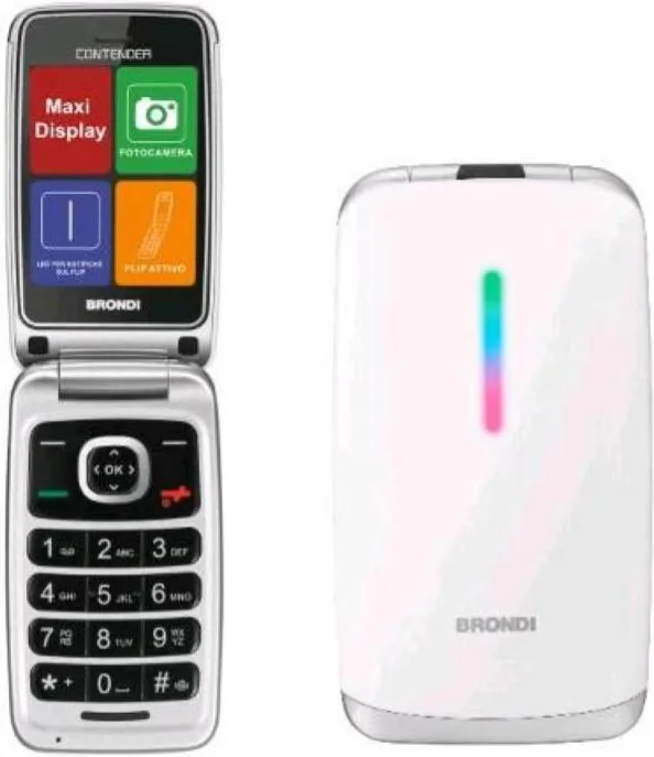 Brondi CONTENDER Telefono Cellulare per Anziani Dual SIM 3'' Tasti Grandi Radio FM Bluetooth colore Bianco