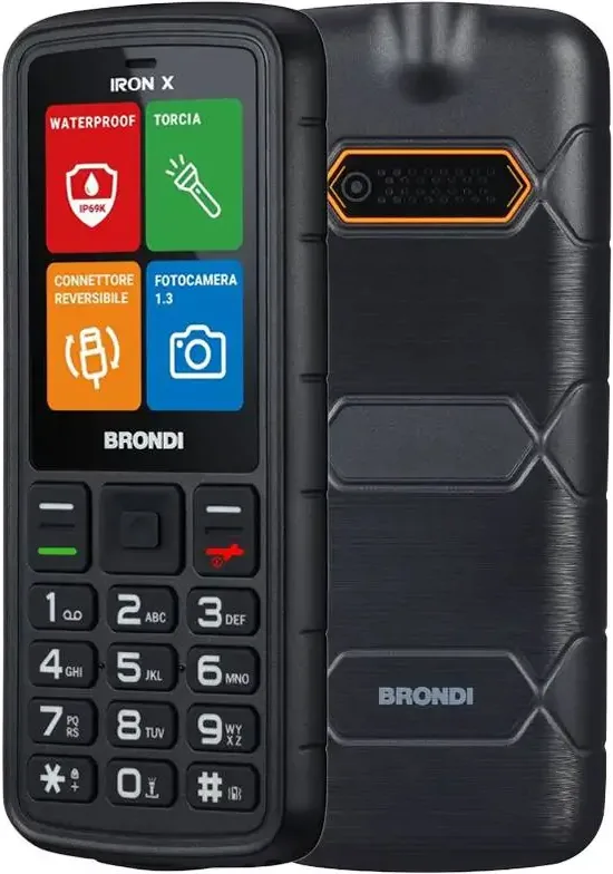 immagine di Brondi Iron X Telefono Cellulare Rugged 2.4'' Dual SIM Bluetooth 4.0 IP69K colore Nero