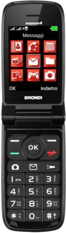 Brondi MAGNUM 4 Telefono Cellulare a Conchiglia Dual SIM 2.8'' Flip Attivo Tasti Grandi Illuminati Torcia LED colore Nero