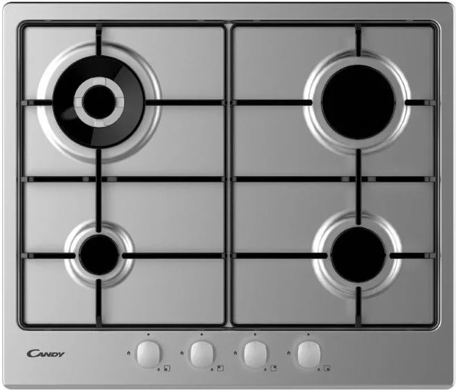Candy CHW6BR4WX Piano Cottura a Gas 4 Fuochi 59,5 cm (Acciaio Inox)