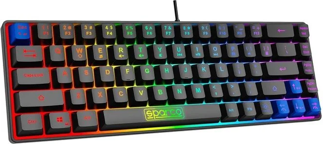 Celly SPKEYBWIRED Ghost Tastiera Gaming Cablata Layout USA Retroilluminazione RGB Anti-ghosting 68 Tasti 65% colore Nero