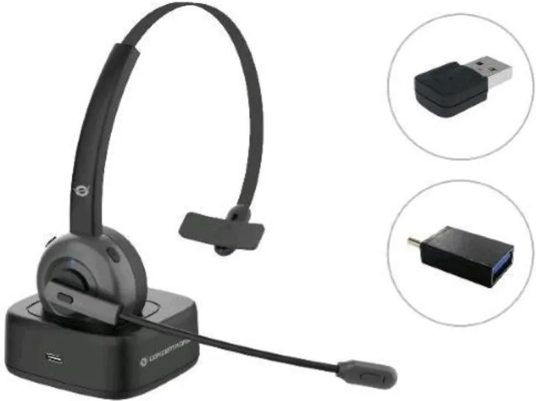 Conceptronic POLONA03BDA Cuffie a Padiglione per Ufficio Wireless (Nero)