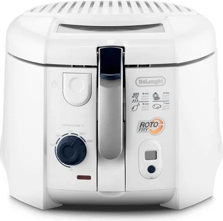 De'Longhi F28533.W1 RotoFry Friggitrice Cestello Rotante 1 Kg 1.3 L 1800 W Timer Digitale Vasca Antiaderente colore Bianco