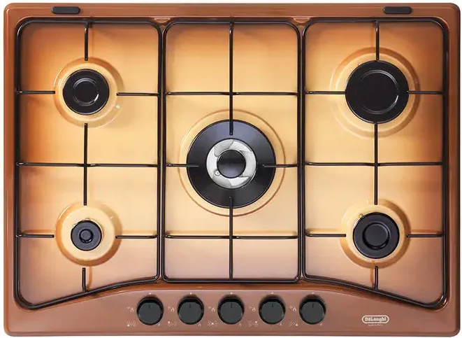 De'Longhi FFT57ASV Family Piano cottura a gas 70 cm 5 fuochi con bruciatore tripla corona colore Terra de France