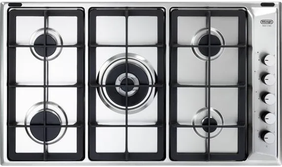 De'Longhi IL 59 PRO ND Piano cottura Gas 86 cm 5 fuochi Griglie in Ghisa Accensione elettronica colore Acciaio Inox