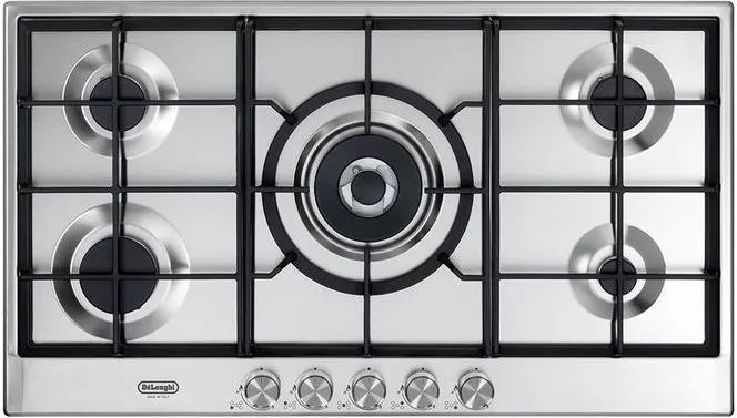 immagine di De'Longhi Nsl 590 X Piano Cottura a Gas 5 Fuochi 90 cm (Acciaio Inox)