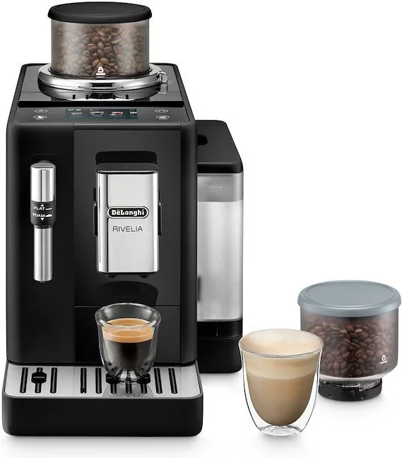 De’Longhi Rivelia - Macchina Automatica per Caffè in Chicchi, 8 Bevande one touch, Display touch, Nero (EXAM440.35.B)