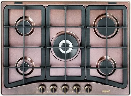 De'Longhi ROF 57 PRO Country Piano cottura Gas 70 cm 5 fuochi Tripla Corona Griglie Ghisa colore Ramato