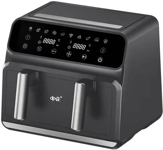 Dpm 801d twin friggitrice ad aria digitale doppio cestello 1700w capacita` 8 lt cotture indipendenti nero