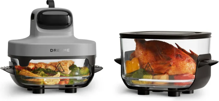 Dreame TASTI Friggitrice ad aria 4.5 L 1500 W Doppio Cestello Vetro Borosilicato Controllo Touch colore Nero