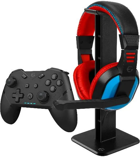 EgoGear SBP30-NS-BK Gamepad + Cuffie Gaming Wireless Bluetooth con Pulsanti Programmabili e LED RGB Compatibile con Nintendo Switch OLED PC PS3 colore Nero Blu Rosso