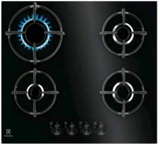 Electrolux EGG64272K Piano Cottura a Gas 4 Fuochi 60 cm (Nero)