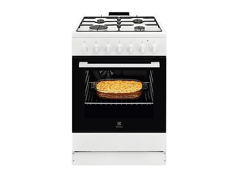 Electrolux LKK620010W Cucina Libera Installazione Piano Gas 4 Fuochi Forno Elettrico Multifunzione 57 L Classe A (89x60x60 cm) colore Bianco
