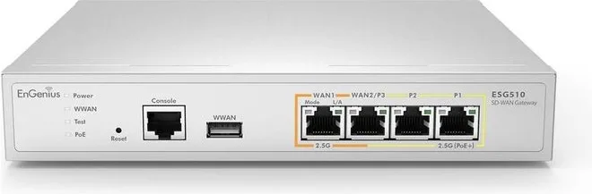 EnGenius ESG510 Gateway di Sicurezza SD-WAN con Controller 2500 Mbit-s 4 porte LAN RJ-45 1 porta USB 3.2 Gen 1 4096 MB RAM colore Grigio