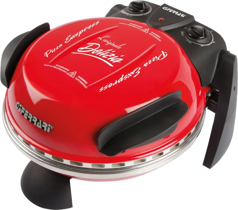 G3 Ferrari G1000602 Delizia Forno Pizza Elettrico 1200W Pietra Refrattaria 31 cm Temperatura 400°C Timer colore Rosso