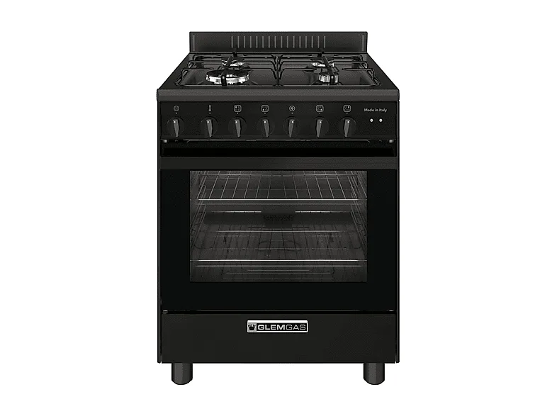 Glem Gas Cucina Piano Gas Forno Elettrico SA66TMBK Nero Carbone