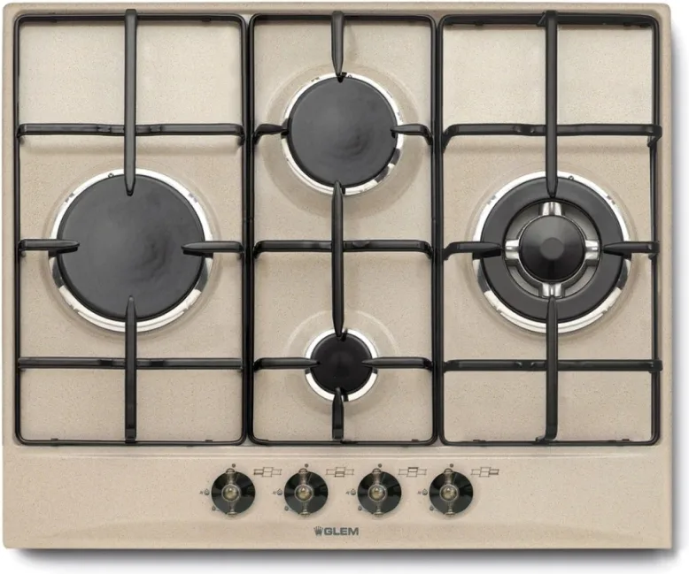 Glem Gas GT645SA Piano Cottura a Gas 4 Fuochi 60 cm (Sabbia)