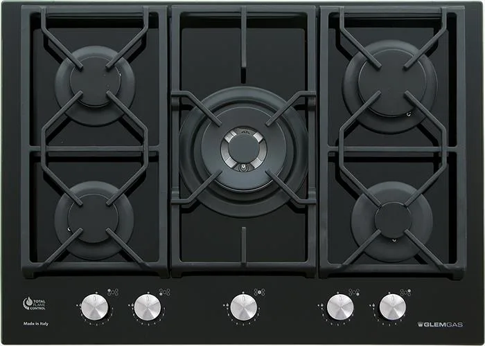 Glem Gas GV755XBK Piano Cottura a Gas 5 Fuochi 70 cm (Nero)