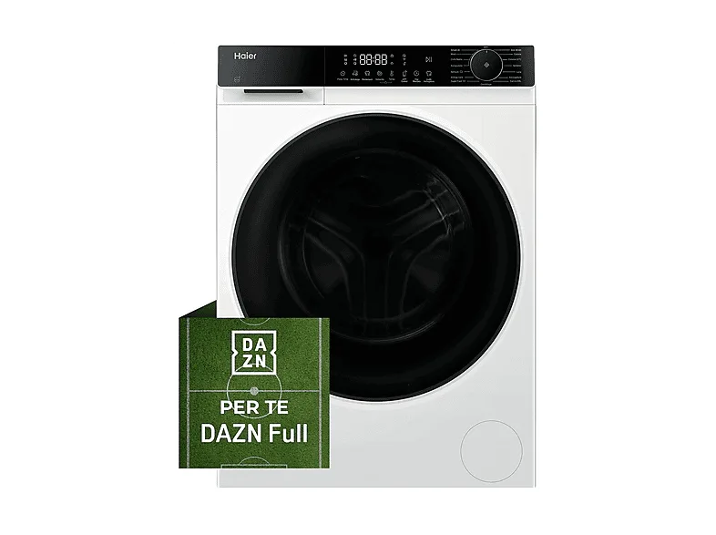 HAIER HWD90BP14357TUIT LAVASCIUGA, Caricamento frontale, capacità lavaggio 9 kg, asciugatura 5 15 programmi, Profondità 53 cm, Giri 1400 rpm, Bianco, Nero, Classe D, Abbonamento DAZN Full 3 mesi incluso
