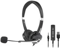 Hamlet HHEADM-UJS Cuffia Auricolare A Padiglione con Microfono Cablato USB Tipo A e Jack 3.5 mm Nero