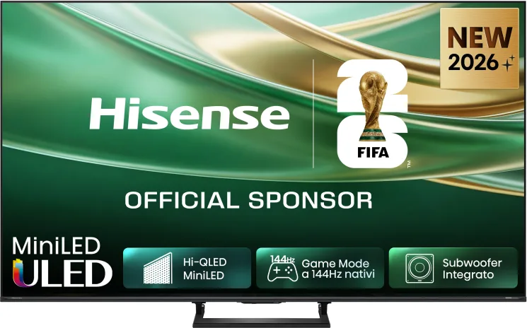 HISENSE 55Q8S, Smart TV MiniLED 144Hz 55" 4K, Dolby Atmos 2.1 By Devialet, Vision IQ, HDR10+, Native Game Mode, VIDAA OS con 1000+ APP, Alexa built-in, lativù Wifi, Bluetooth