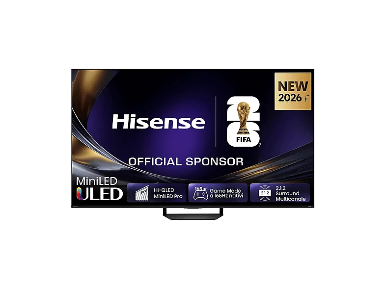 HISENSE 75U7S PRO, Smart TV MiniLED 165Hz 75" 4K, Schermo Anti-Riflesso, Dolby Atmos 2.1.2 By Devialet, VIDAA OS, Vision IQ, Native Game Mode, 4 HDMI 2.1, Wifi, BT, AirPlay2, lativù 4K